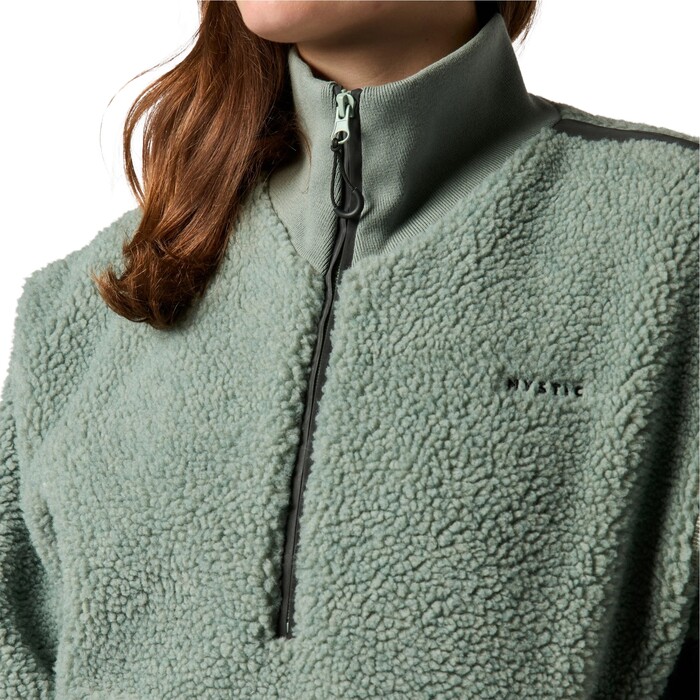 2024 Mystic Frauen Teddy Zip Up Sweatshirt 35104.240030 - Frozen Green